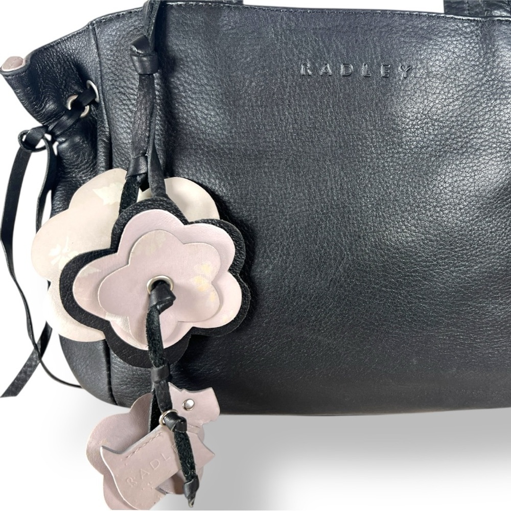 Radley London Black Leather Shoulder Bag with Bag Charms - Picture 3 of 14